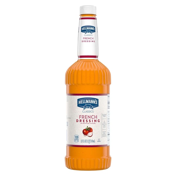 Hellmanns Sweet Red French Salad Dressing Salad Bar Bottles 32 fl. oz., PK6 84120326 - main